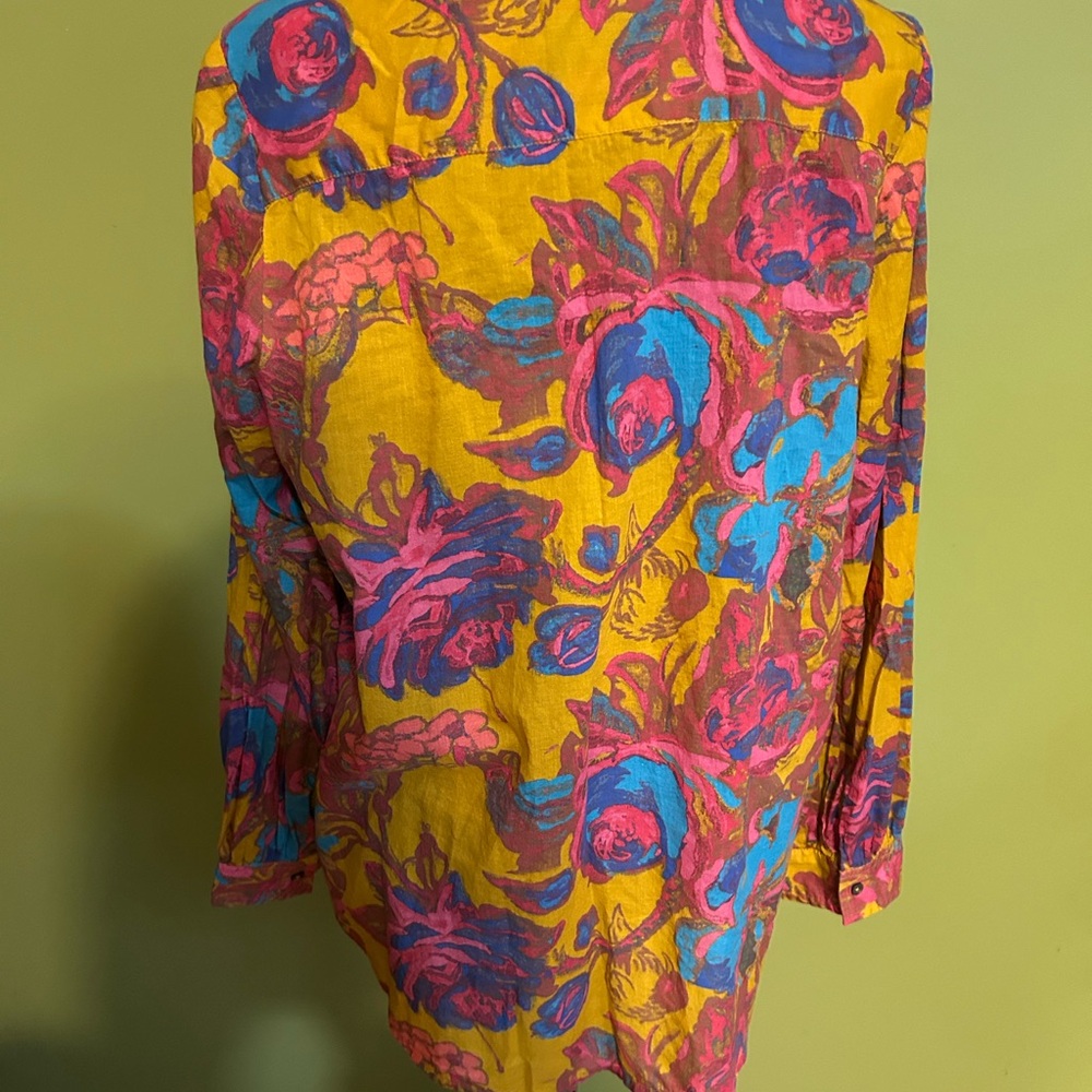 Sundance Multi Colored Button Down Ruffle Cotton … - image 6